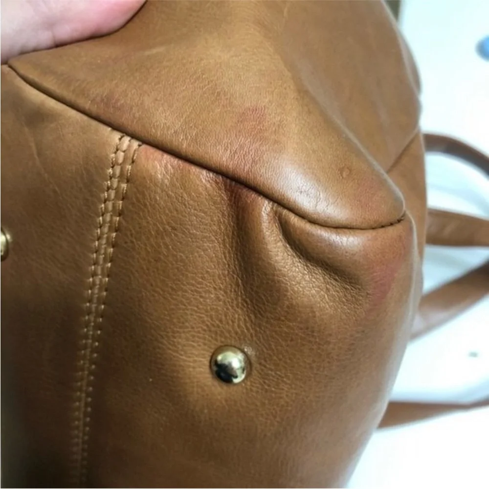 Anne Fontaine Signature Embossed Flower Leather Tote shoulder Bag.